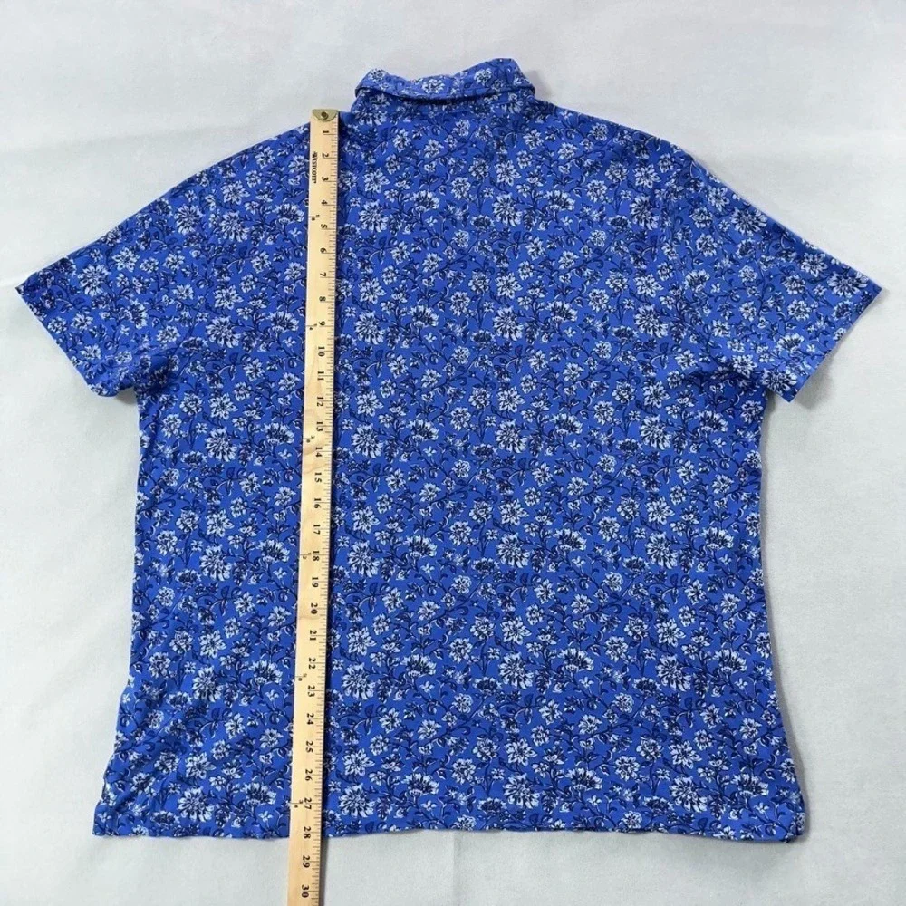 Polo Ralph Lauren Floral Polo Shirt Men XL Blue‎ Custom Slim Fit All Over Print